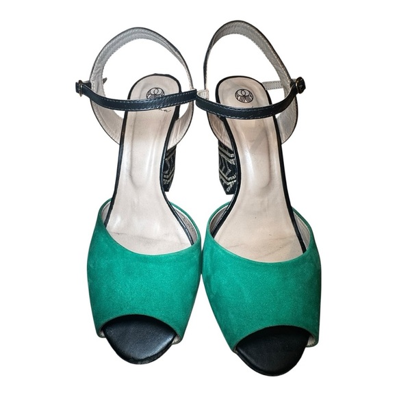 💚 Ekonika Green & Black Block Heel Sandals – Size 38 | Made in Brazil 🇧🇷 - Picture 5 of 6